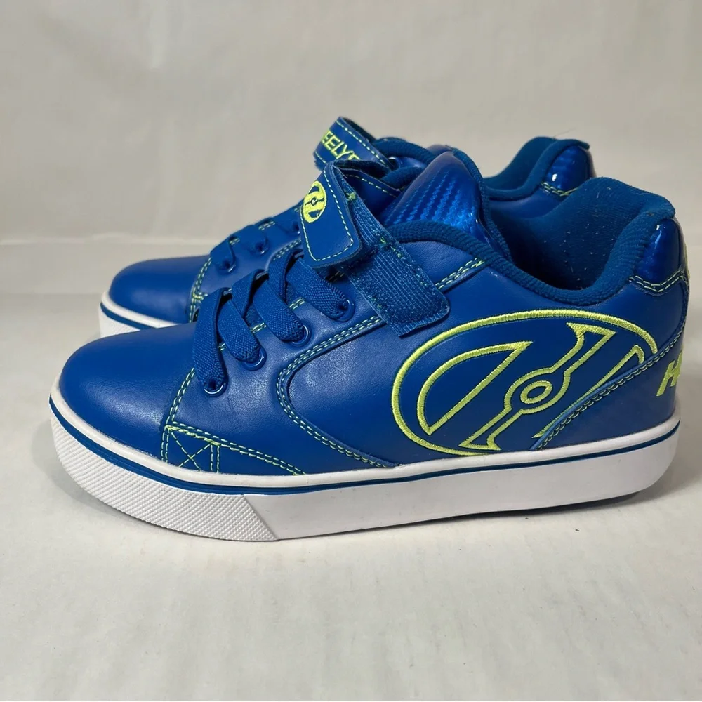 Heelys Unisex Kids' Vopel X2 Blue Low-Top Skate Sneakers Neon Accents Youth 4